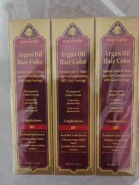 One And Only Argan Oil Hair Color — 3RV Dark Red Violet Brown, Bundle Of 3